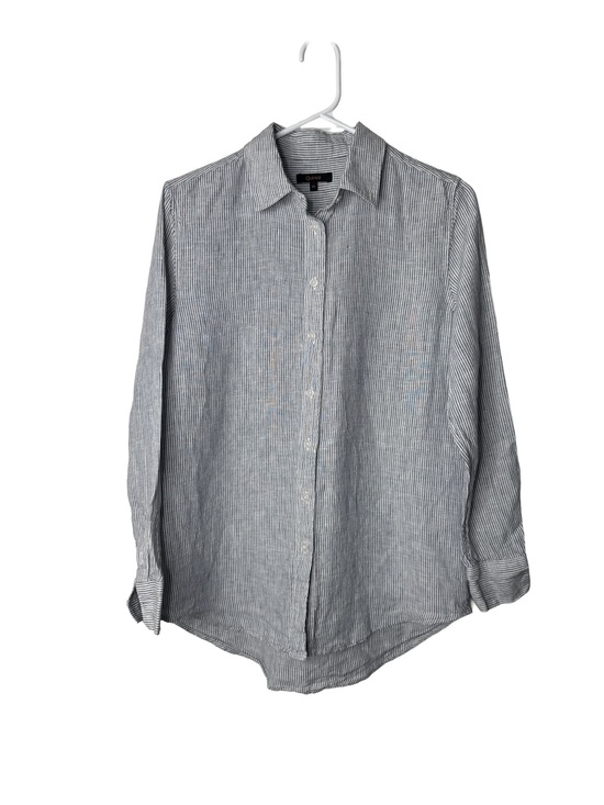 Quince Tops - QUINCE 100% European Linen Blue Pin-Striped Long Sleeve Button-Up Shirt XS